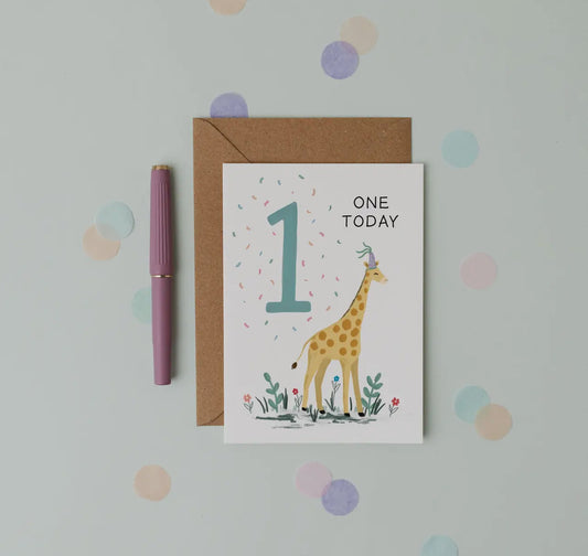 1st Birthday - Children’s Giraffe Card