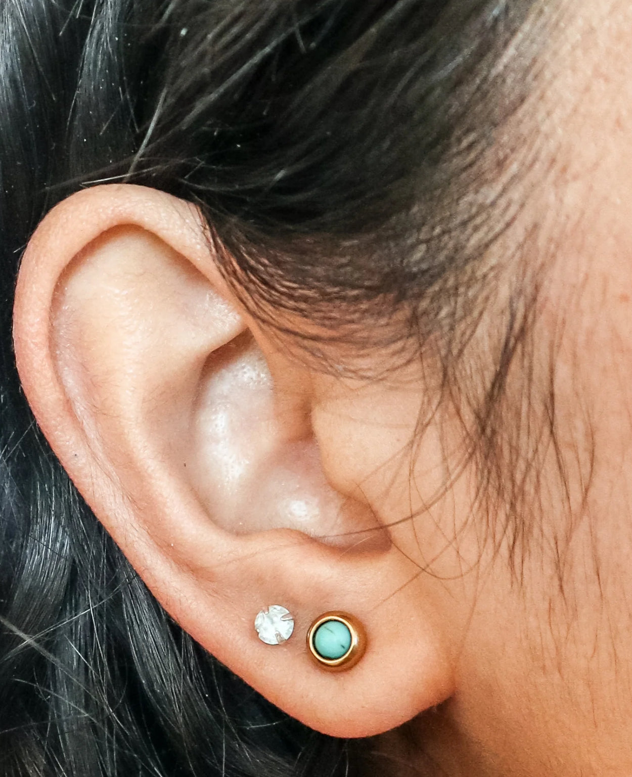 Turquoise Stone Gold Studs