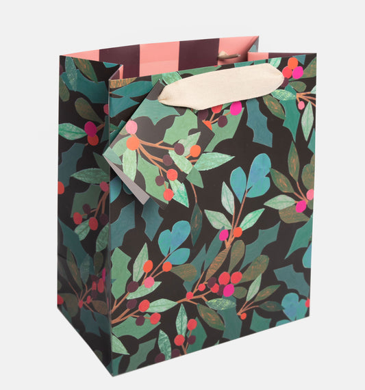 Christmas Bottle Bag - Holly & Berries