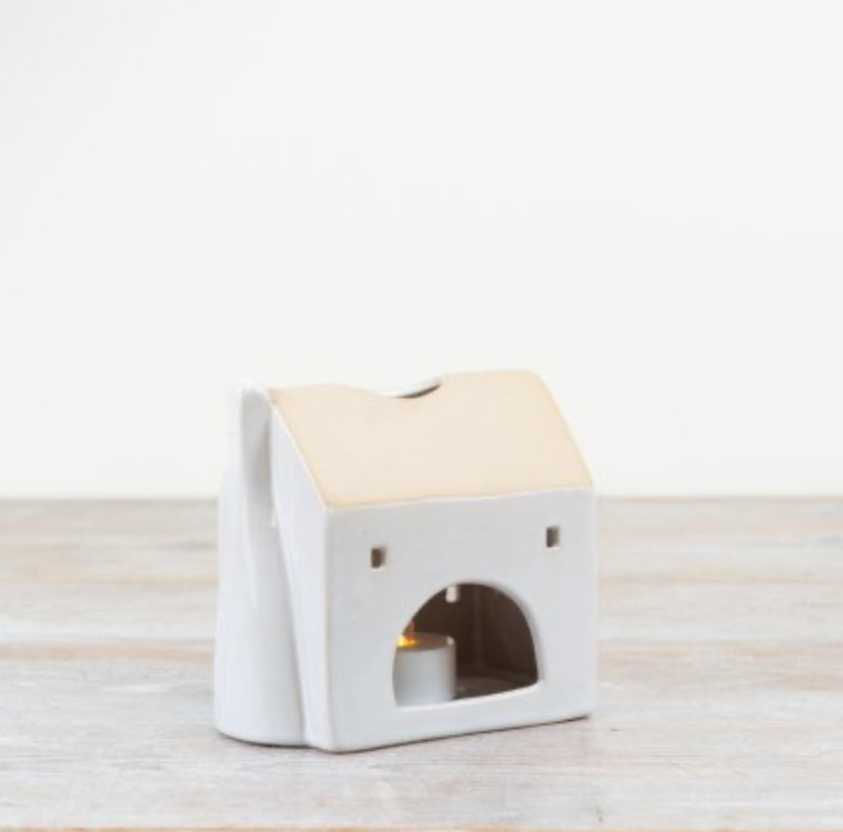 Ceramic House Candle Holder - White t-light holder