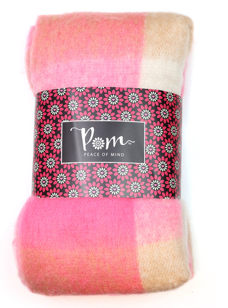 Neon pink mix fluffy check scarf