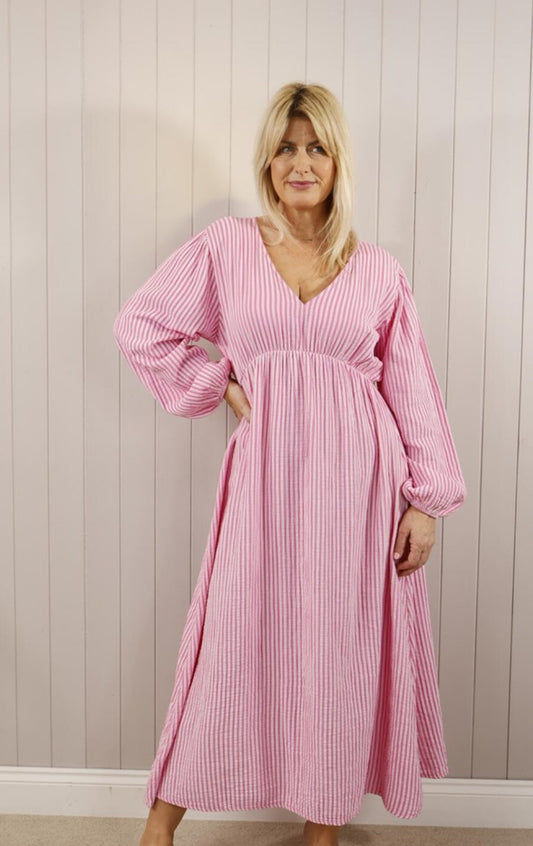 Trinny Long Sleeve Stripped Dress