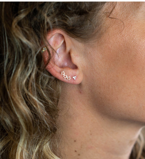 Silver Stacking Earrings - Triangle & Stars