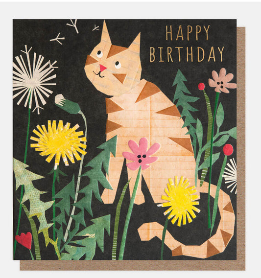 Ginger Cat Collage Happy Birthday Card