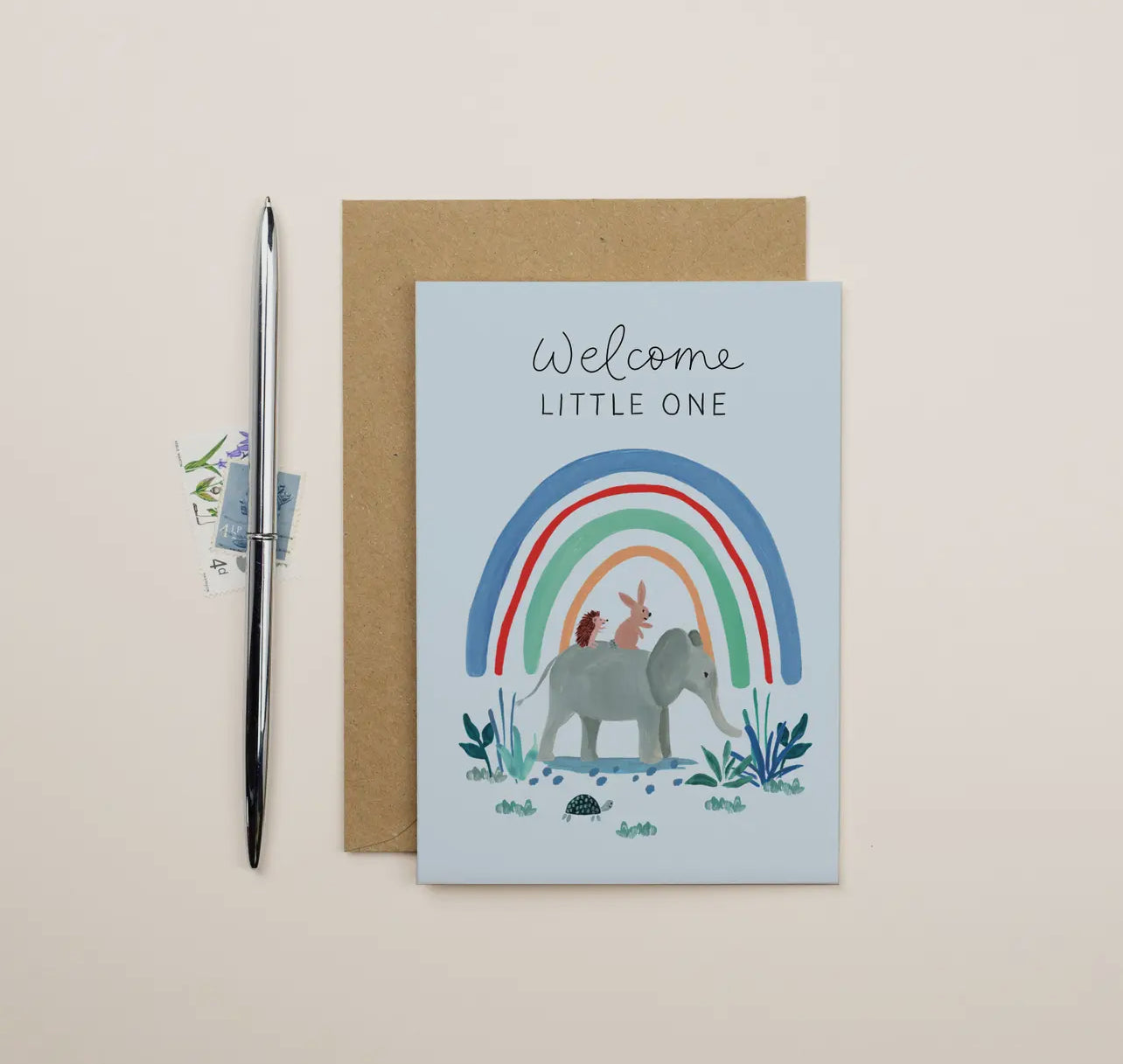 New Baby Card - Blue Rainbow