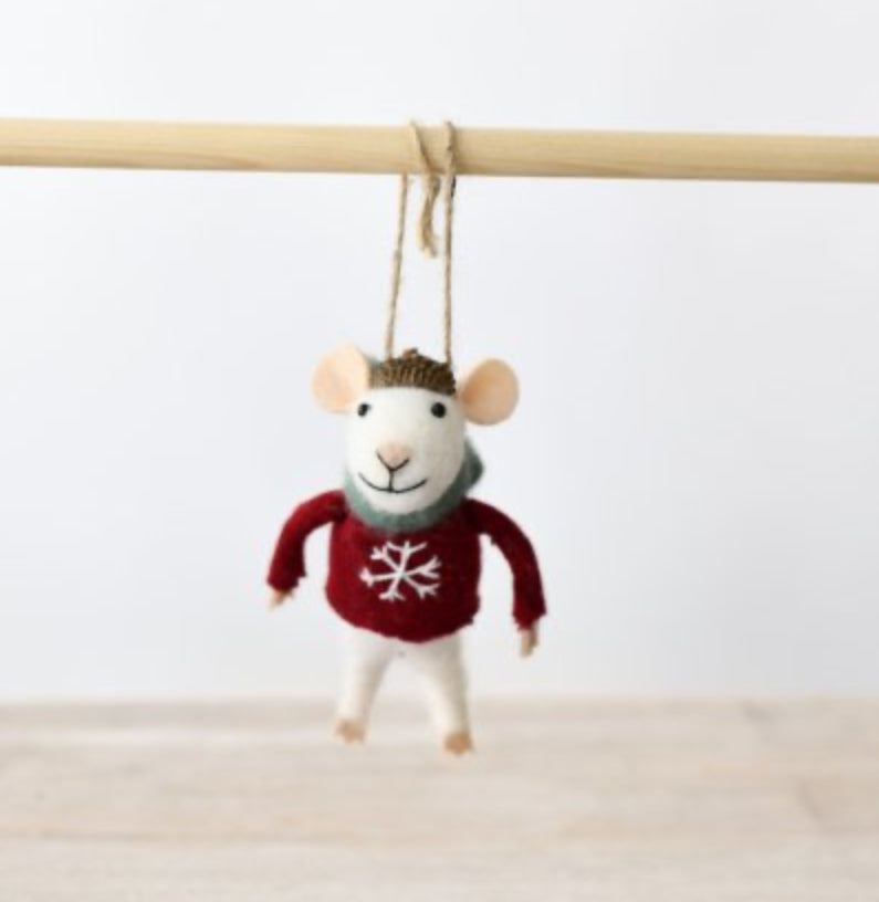 Felt Mouse Christmas Decoration - Christmas Jumper Mouse