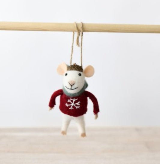 Felt Mouse Christmas Decoration - Christmas Jumper Mouse