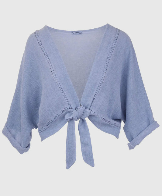 Beth Tie front Linen Cropped Jacket