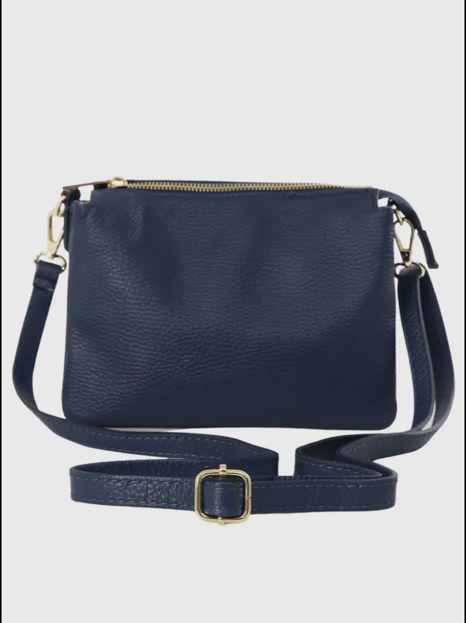 3 Compartment Cross Body Bag - Italian Leather