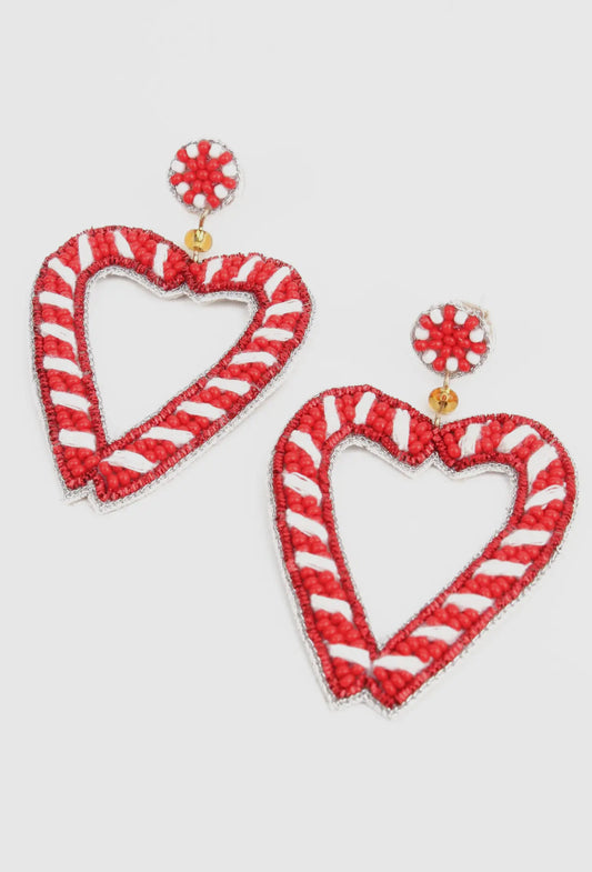 My Doris - Heart Candy Cane Earrings