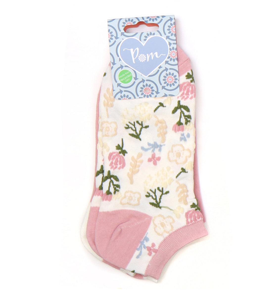 Pretty trainer socks - cream & pink mix