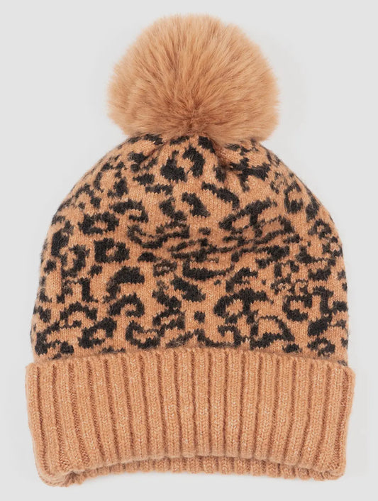 Animal Print Beanie Hat