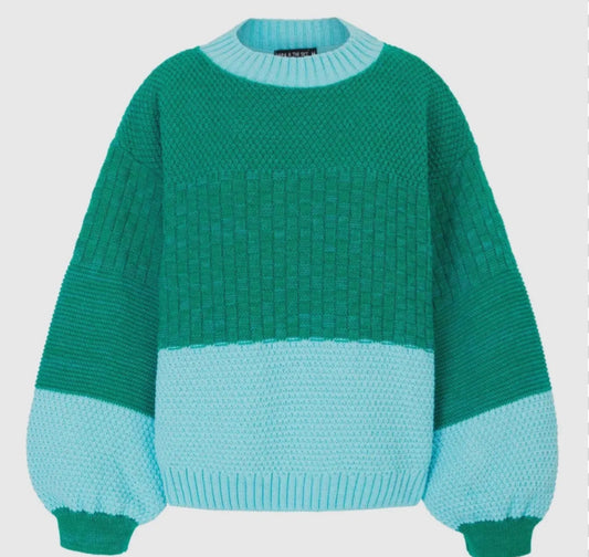 Taz Two Tone Green Cotton Jumper - Large