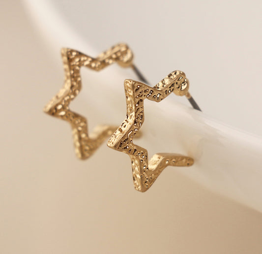 Gold Star Shape Hoop Earrings