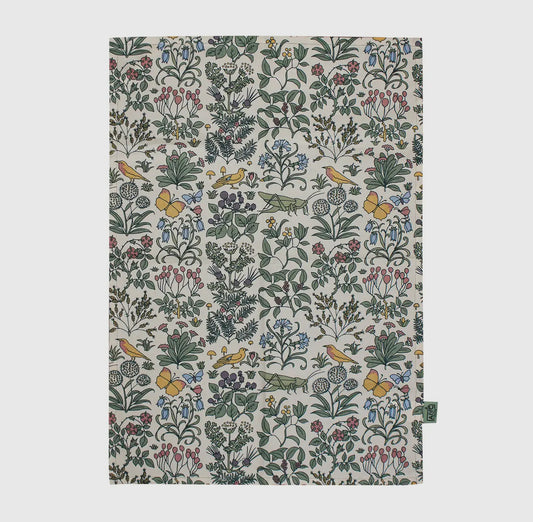 Cotton Dish Towel in Botanical Wildlife Garden Design