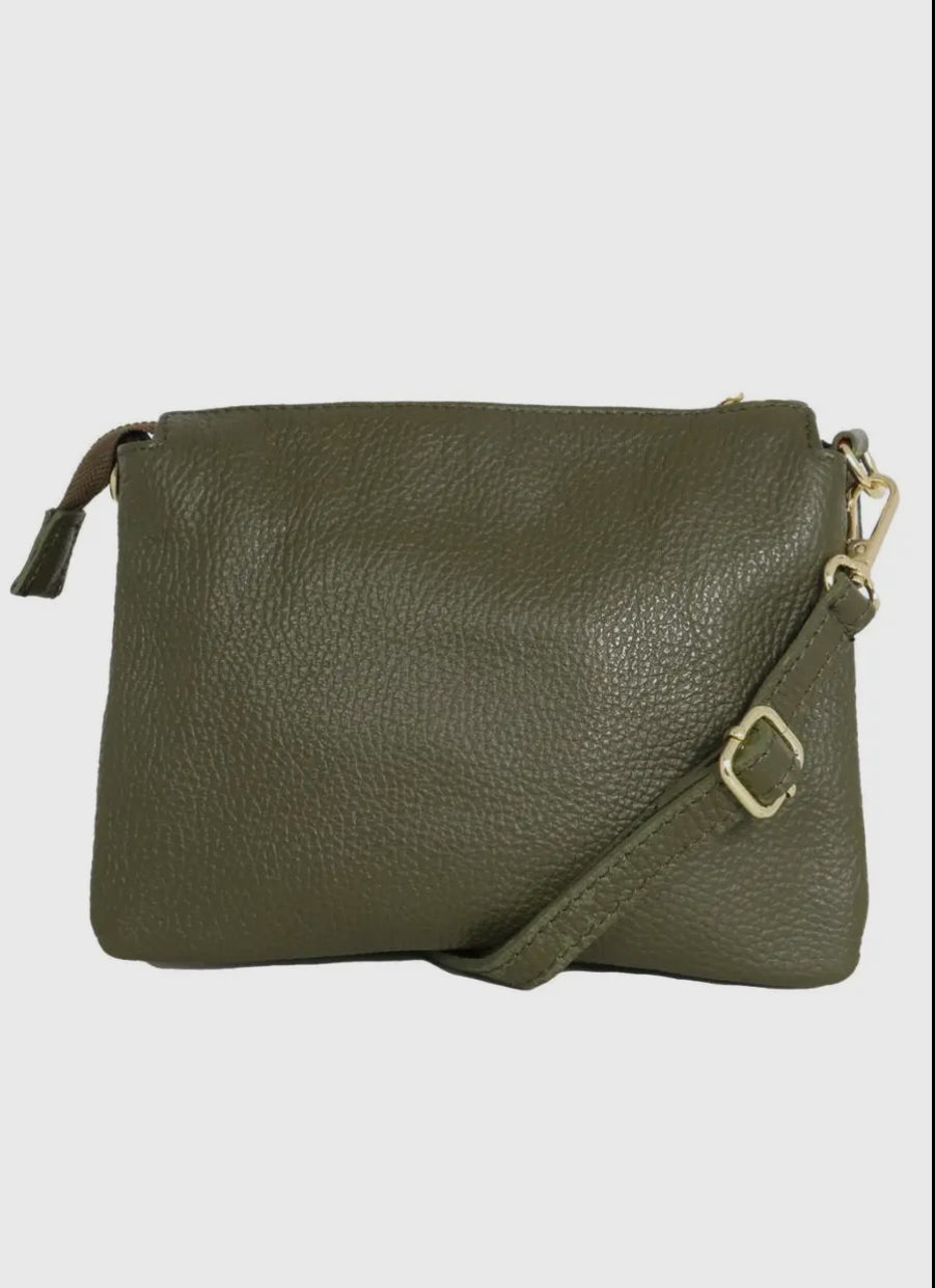 3 Compartment Cross Body Bag - Italian Leather