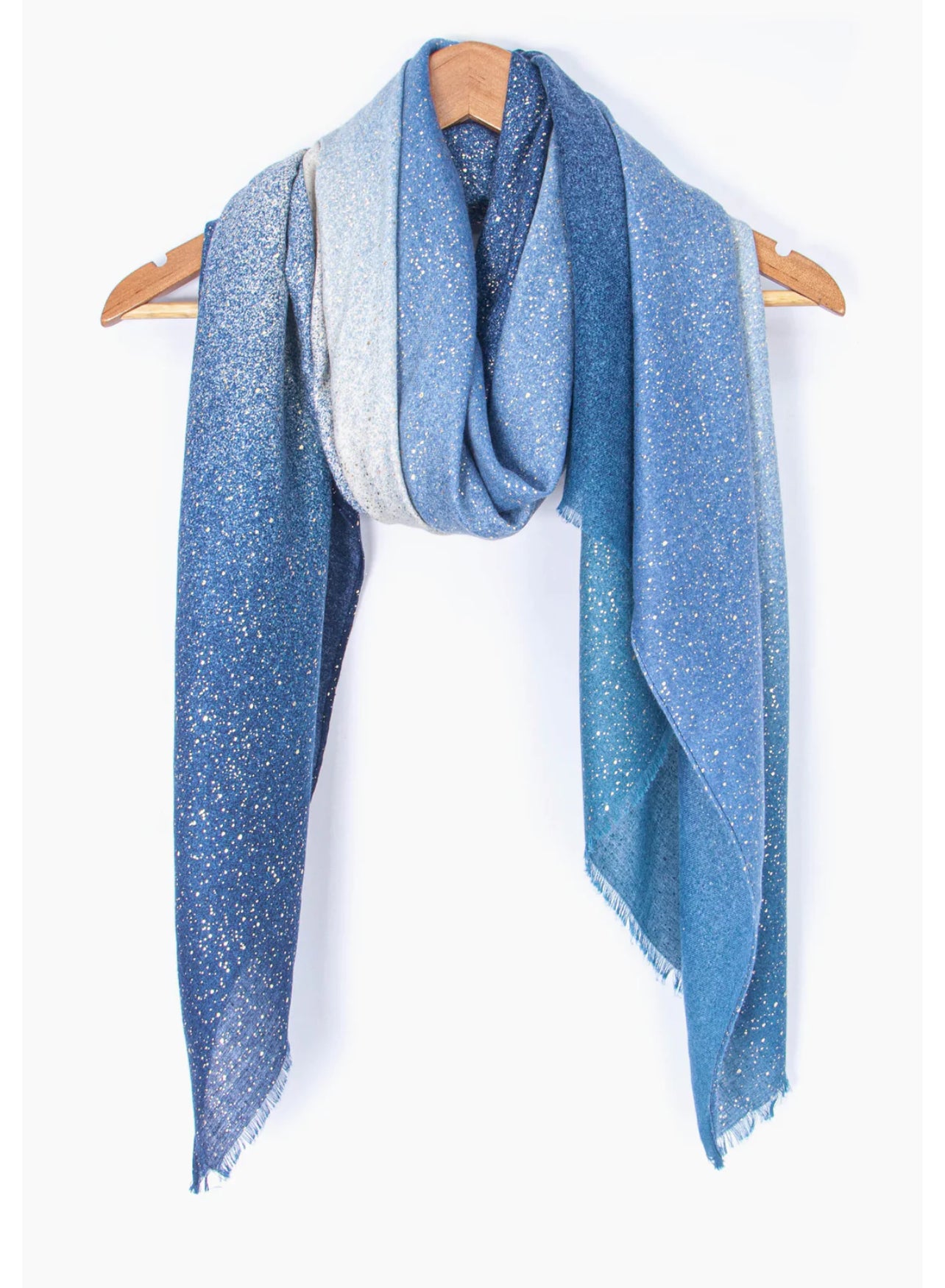 Hattie Lightweight Blue Ombré Scarf with gold detail