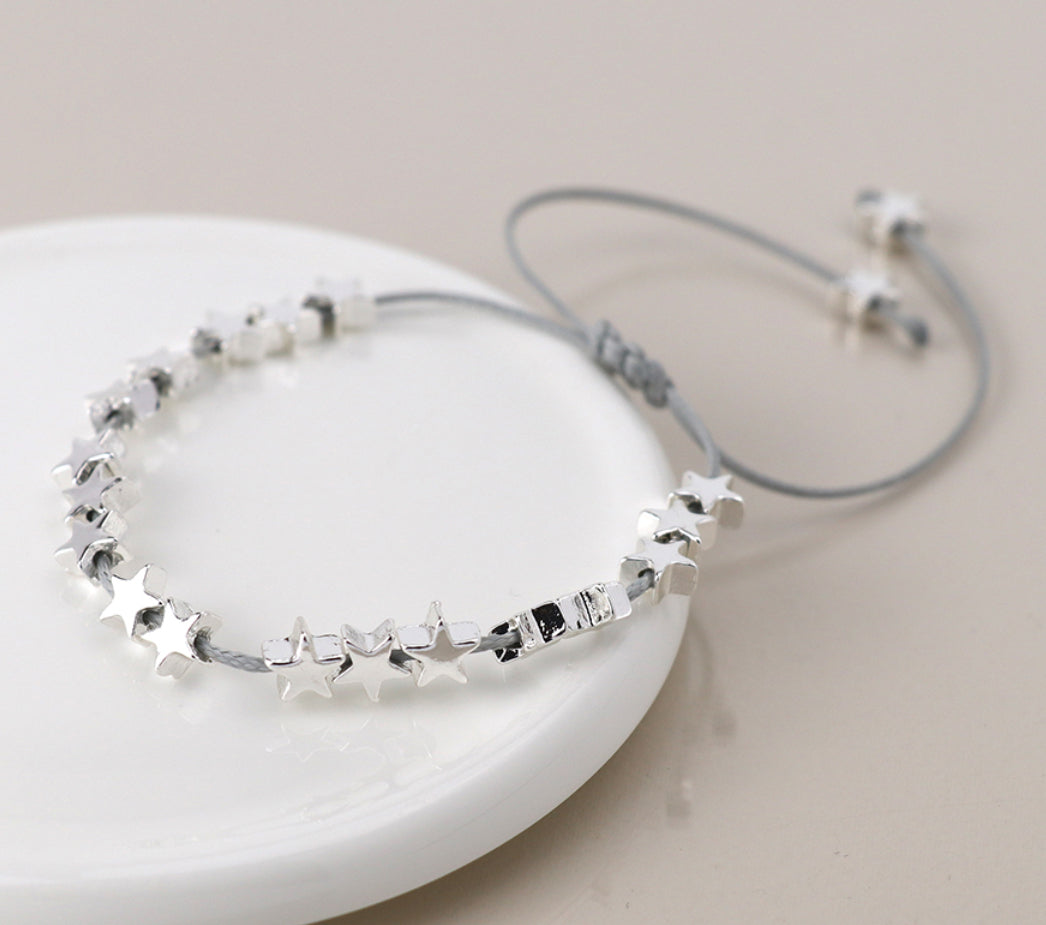 Star Cord Bracelet - Pink or Silver