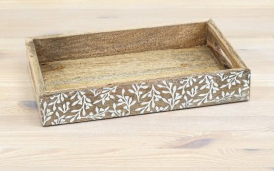 Wooden Flower Design tray - 30cm