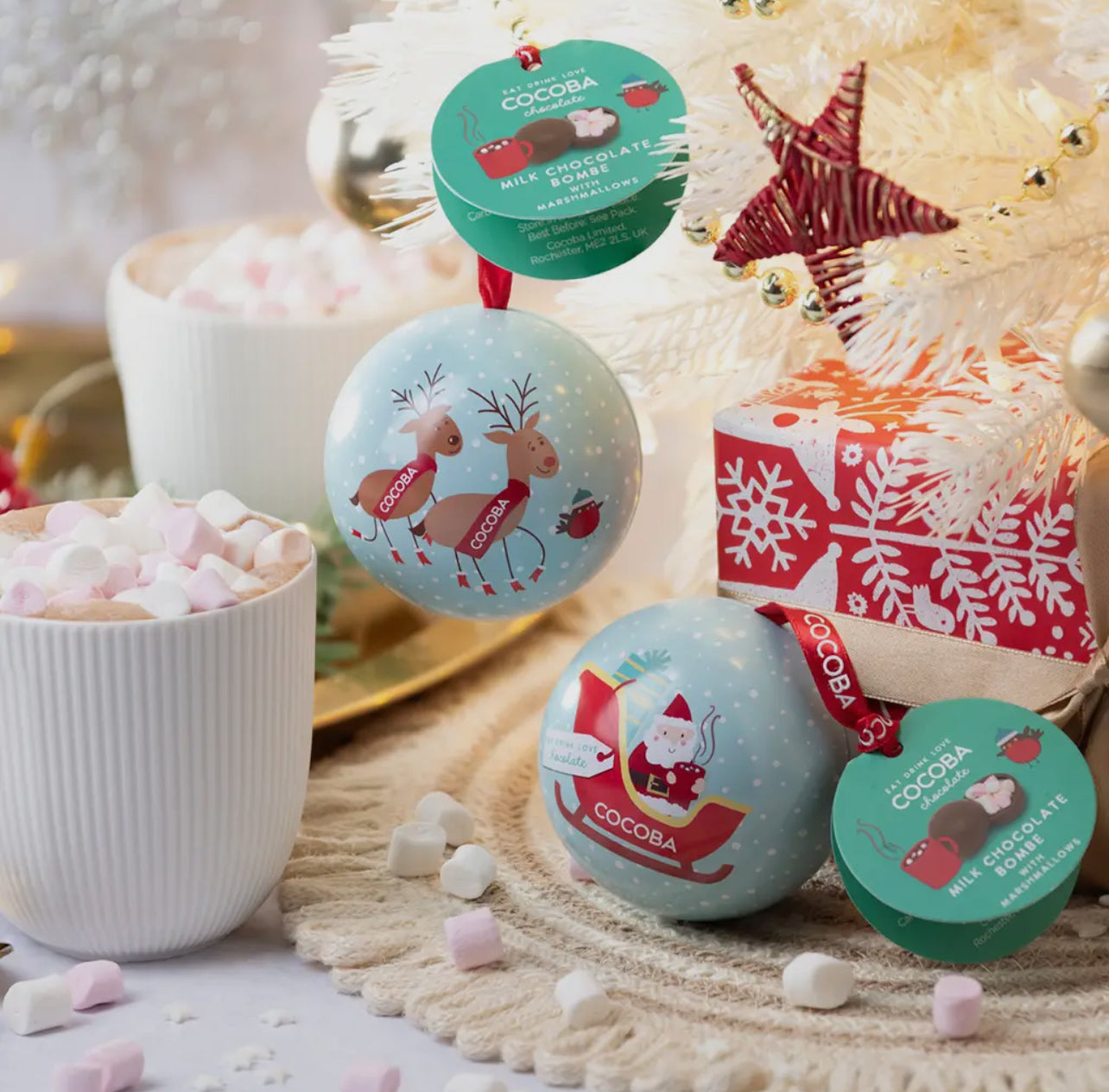 Hot Chocolate Bomb inside Christmas Bauble