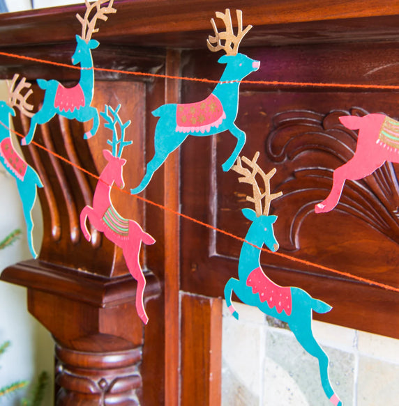 Christmas Garland - Bright Reindeers