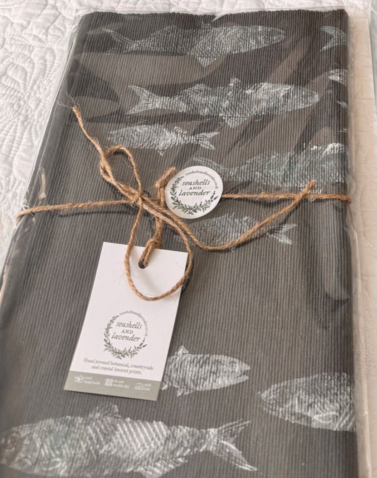 Seashells & Lavender Fish Print Table Runner  66cm x 35cm