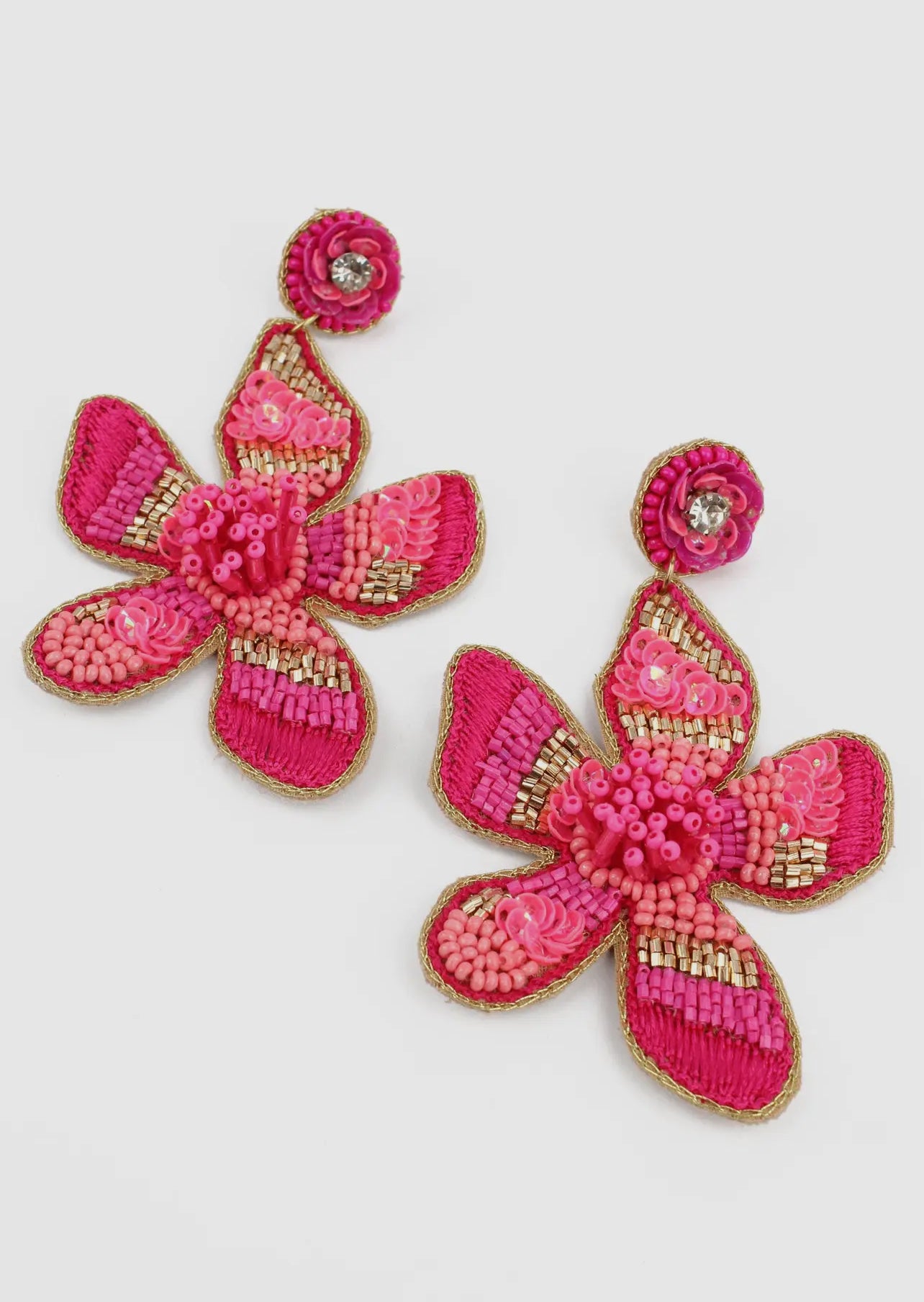 My Doris Bead Flower Drop Earrings - pink or purple