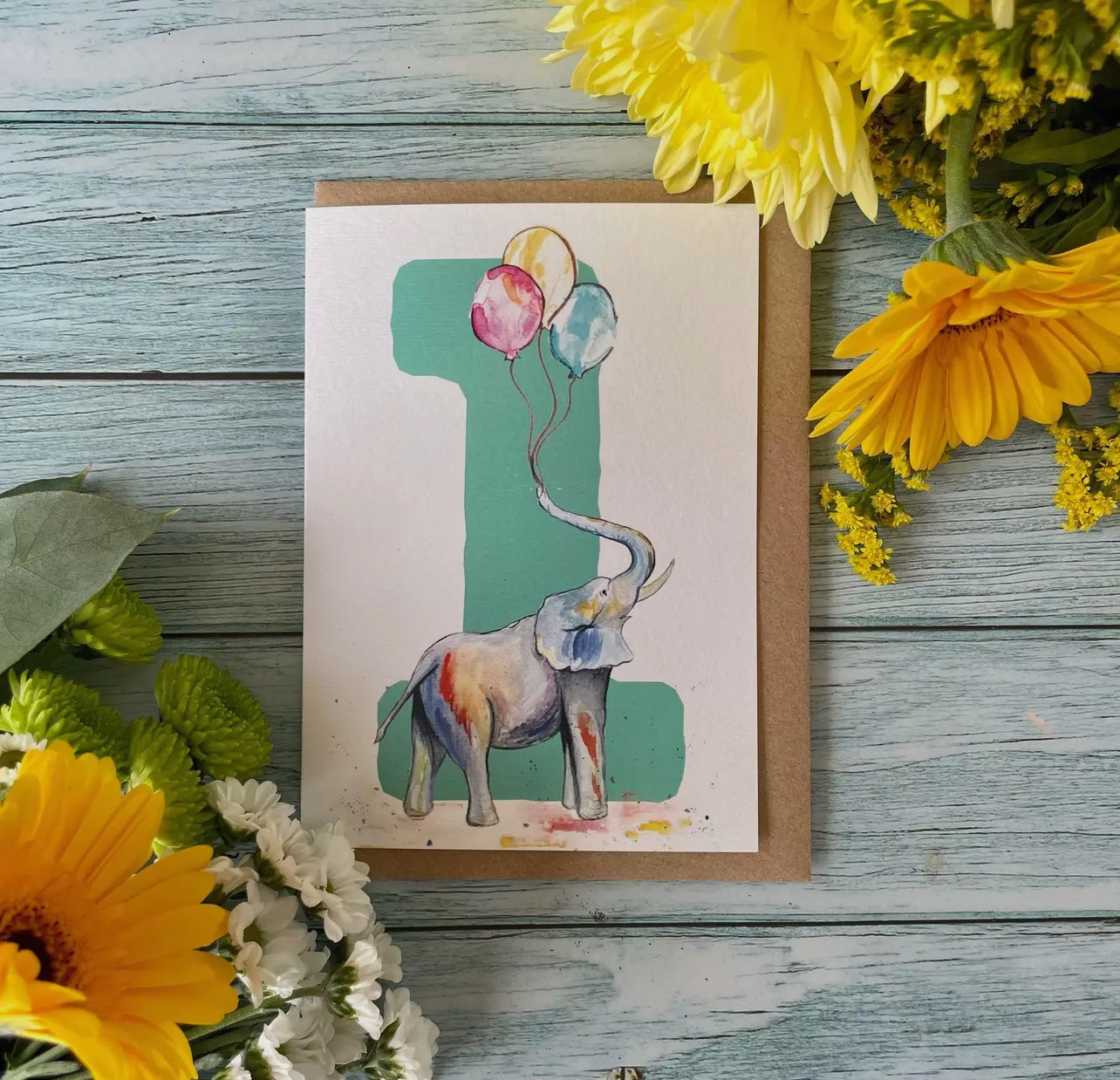 1st Birthday Elephant Card