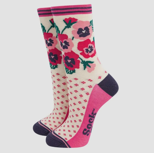 Women’s Pink Pansy Socks