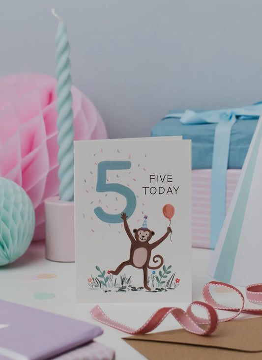 5th Birthday - Children’s Monkey Card