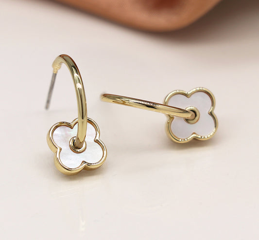 Hoop Quatrefoil Earrings - 14k Gold Plated