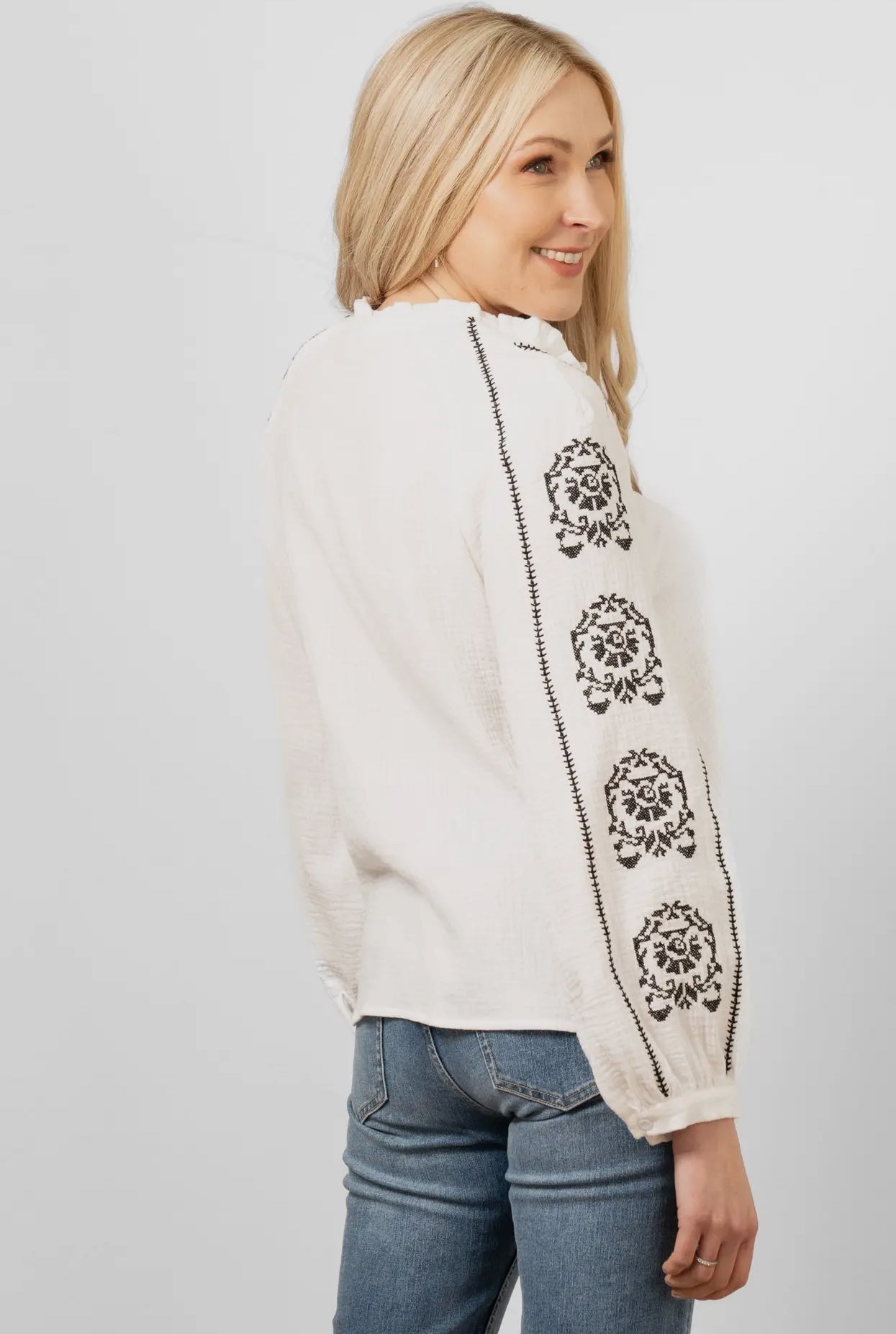 Eddie V Neck Cotton Blouse