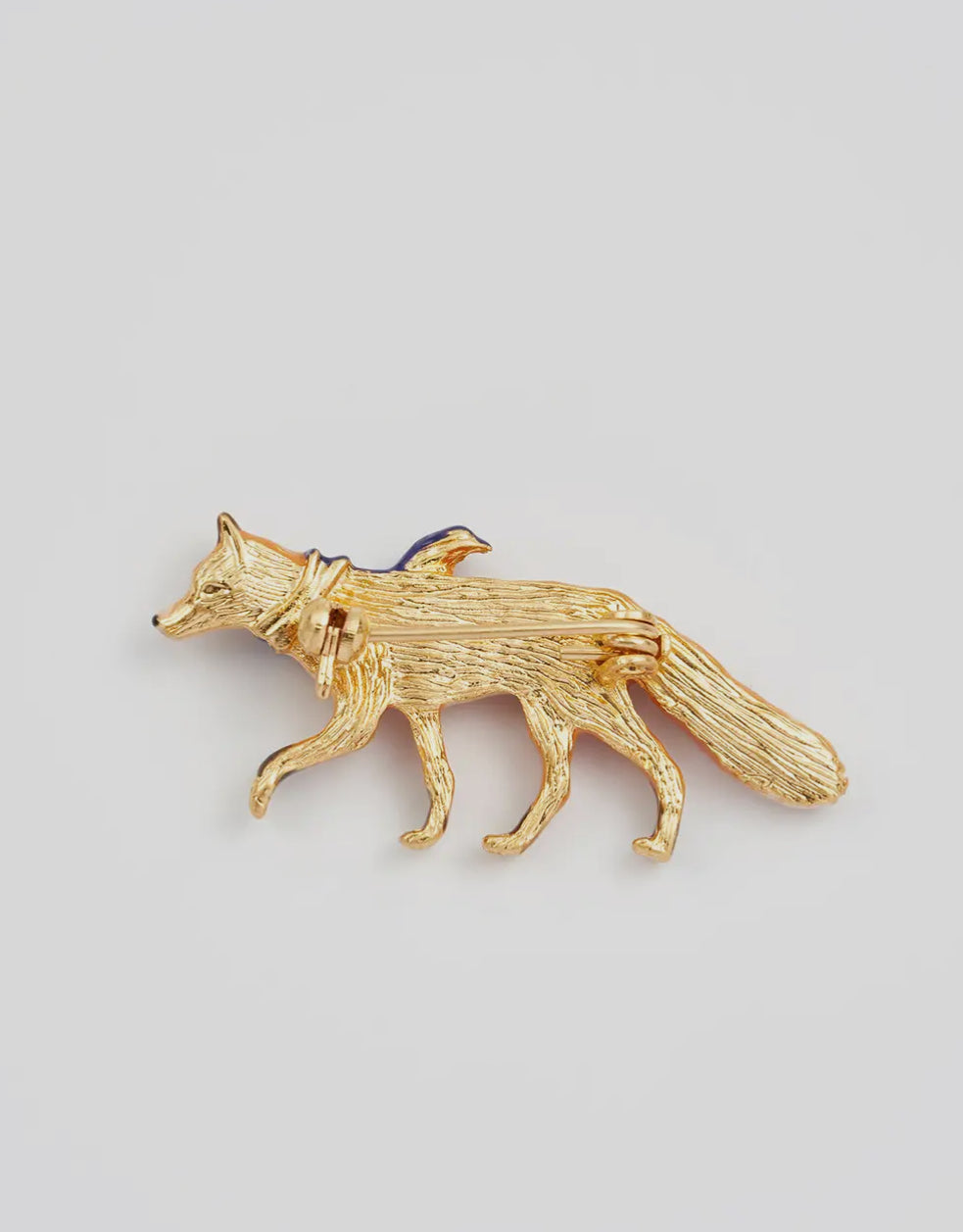 Fox Brooch- Cosy enamel 22ct gold plated fox