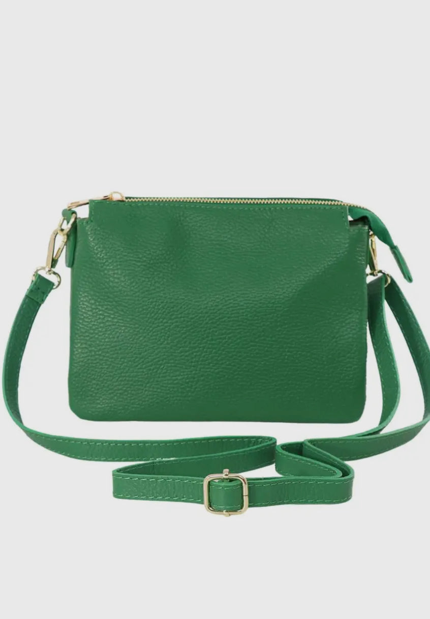 3 Compartment Cross Body Bag - Italian Leather