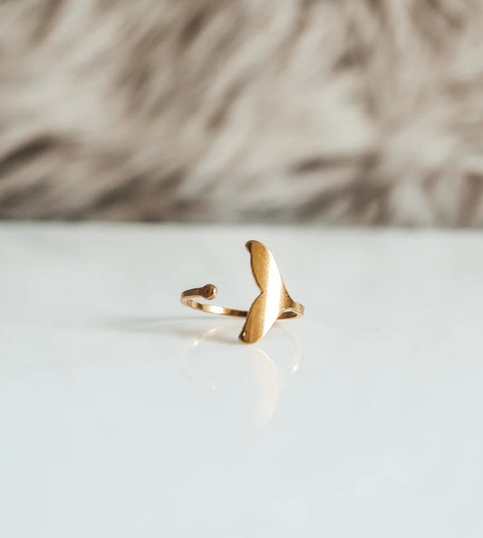Whale Tail Adjustable Gold Ring