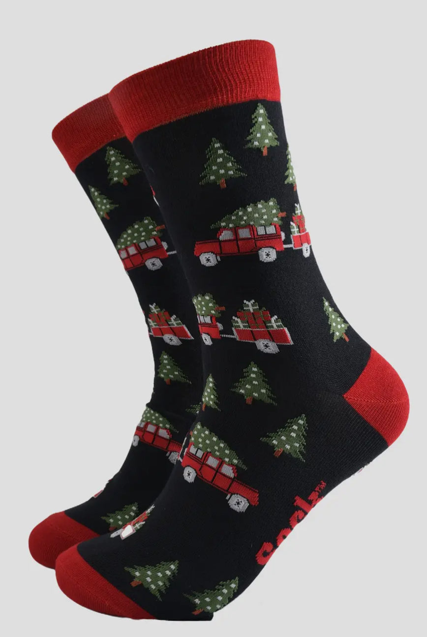 Men’s Bamboo Socks - Christmas Land Rover