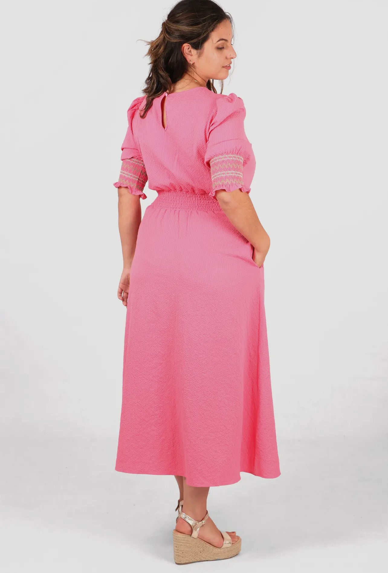 Hazel Pink Midi Tea Dress