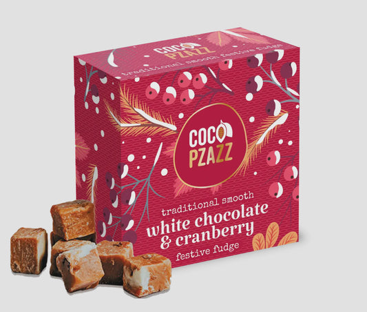 White Chocolate & Cranberry Fudge - Made in UK