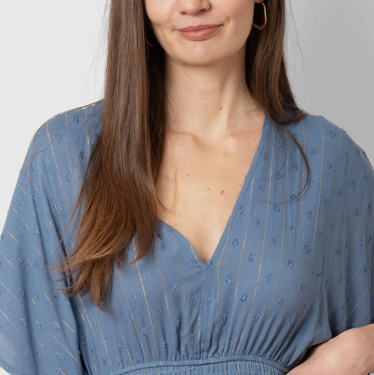 Sienna Maxi Dress - Denim Blue/ Gold metallic stripe