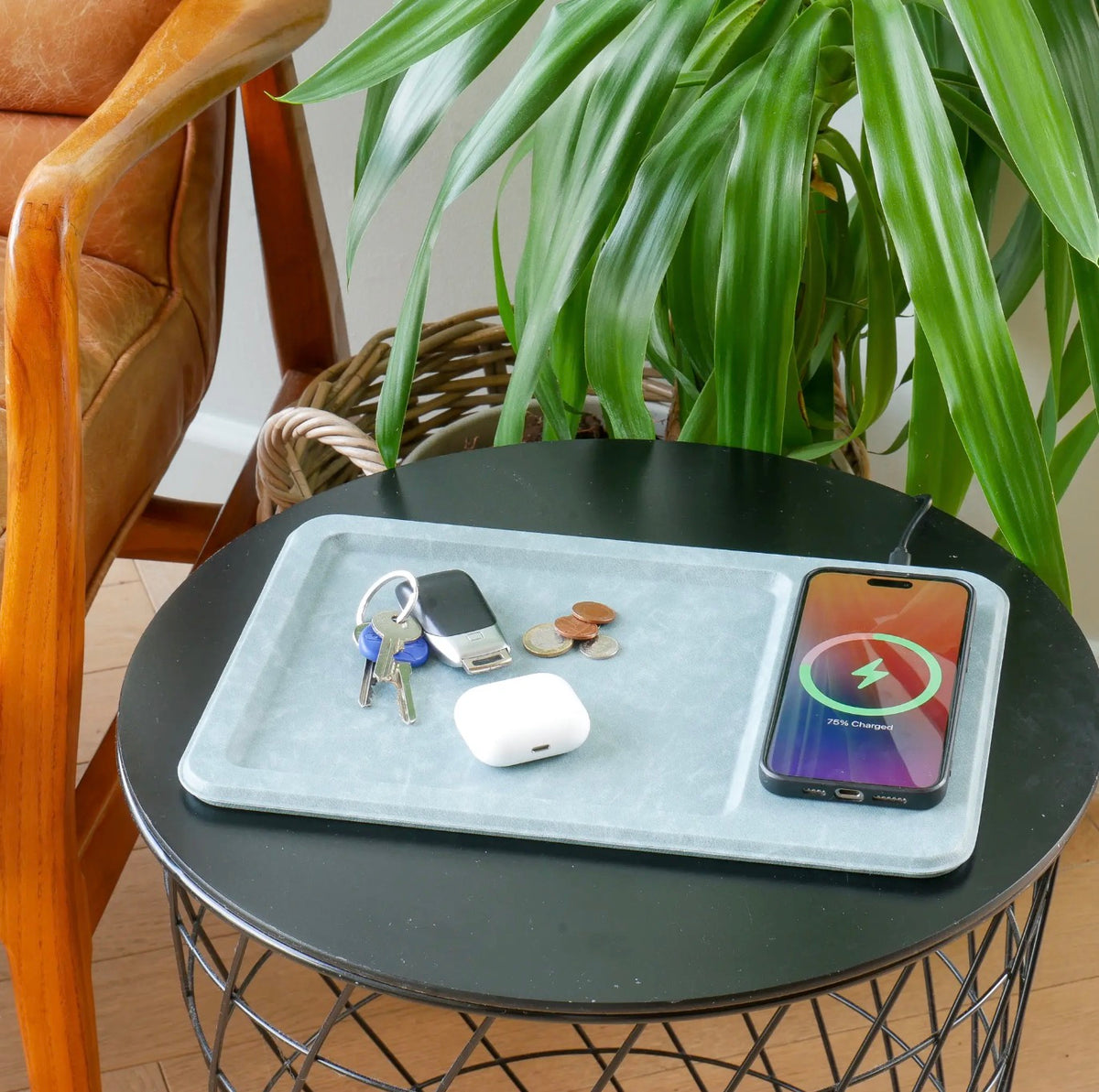 PU Leather Wireless Charging Vanity Tray