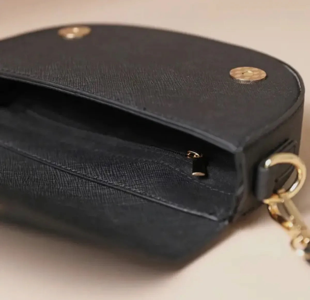 Vegan Leather Half Moon Black Bag