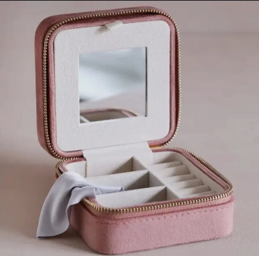 Rose Pink Velvet Jewellery Case
