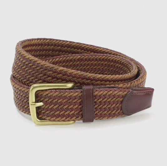 Brown and Tan Woven and Cord Belt - Size XL