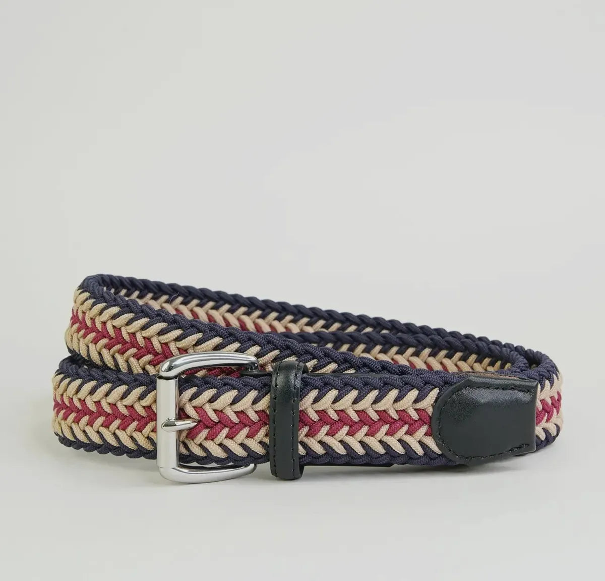 Men’s Chevron Woven Belt - Wine/Navy/Biscuit - size Large