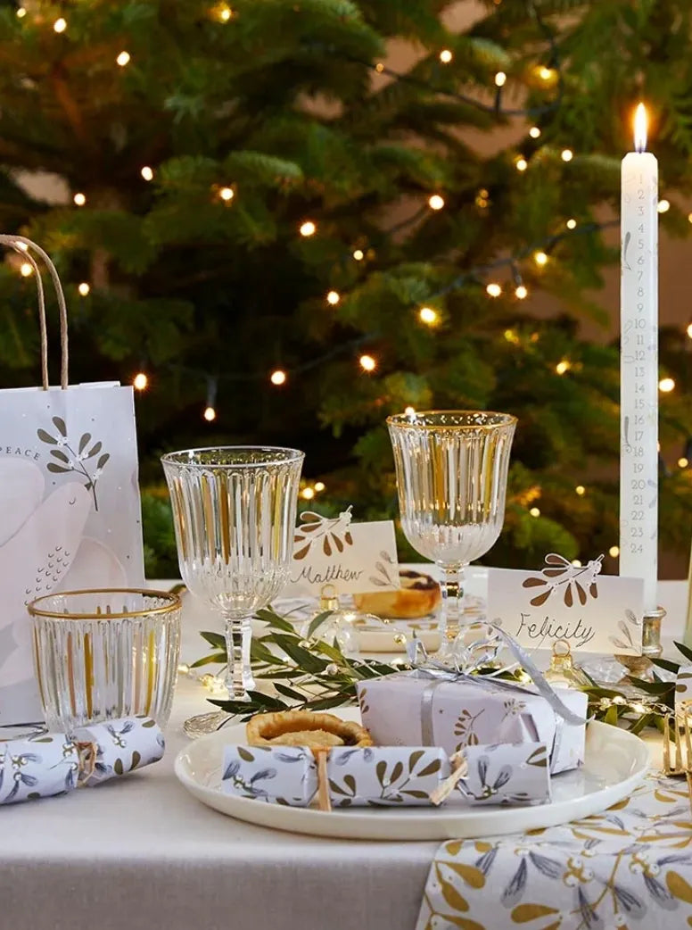 Gold and White Stripe Wine Glasses (individual)