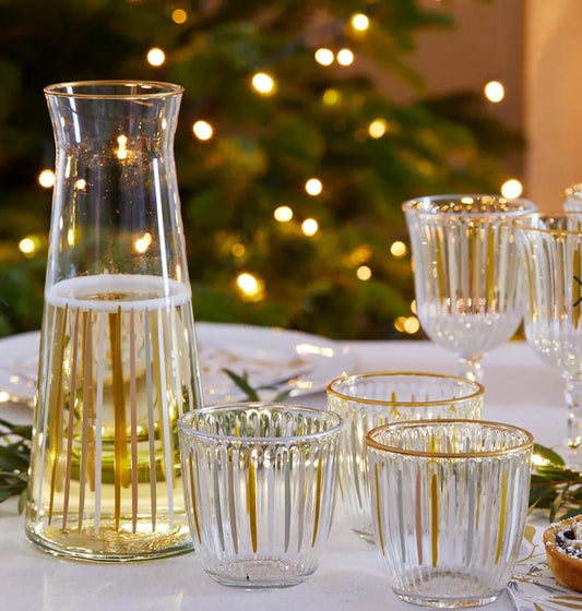 White and Gold Stripe Glass Tumbers (individual)