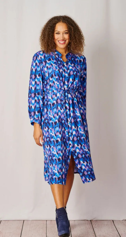 Blue Midi Shirt Dress