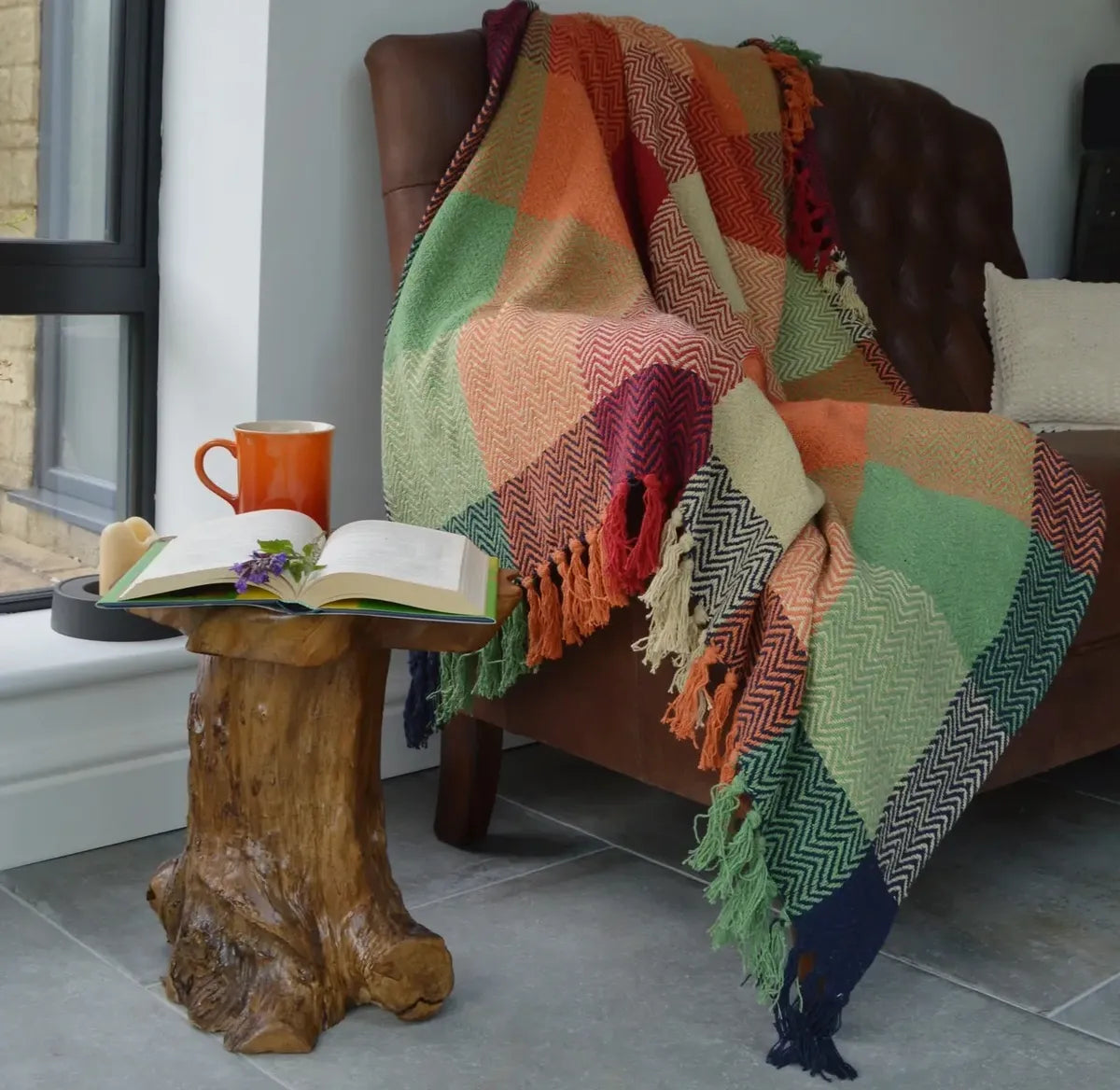 (Copy) Check Herringbone Multicolour Throw  - 150 x 125cm