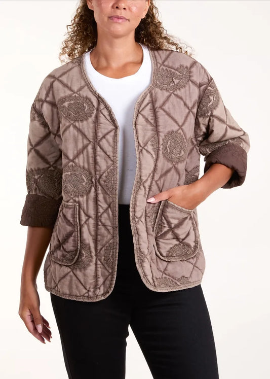 Paisley quilted jacket - mocha - 10 - 16