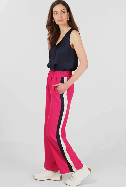 Pink Double Stripe Wide Leg Trouser
